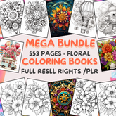 Floral Coloring Pages Bundle with MRR & PLR