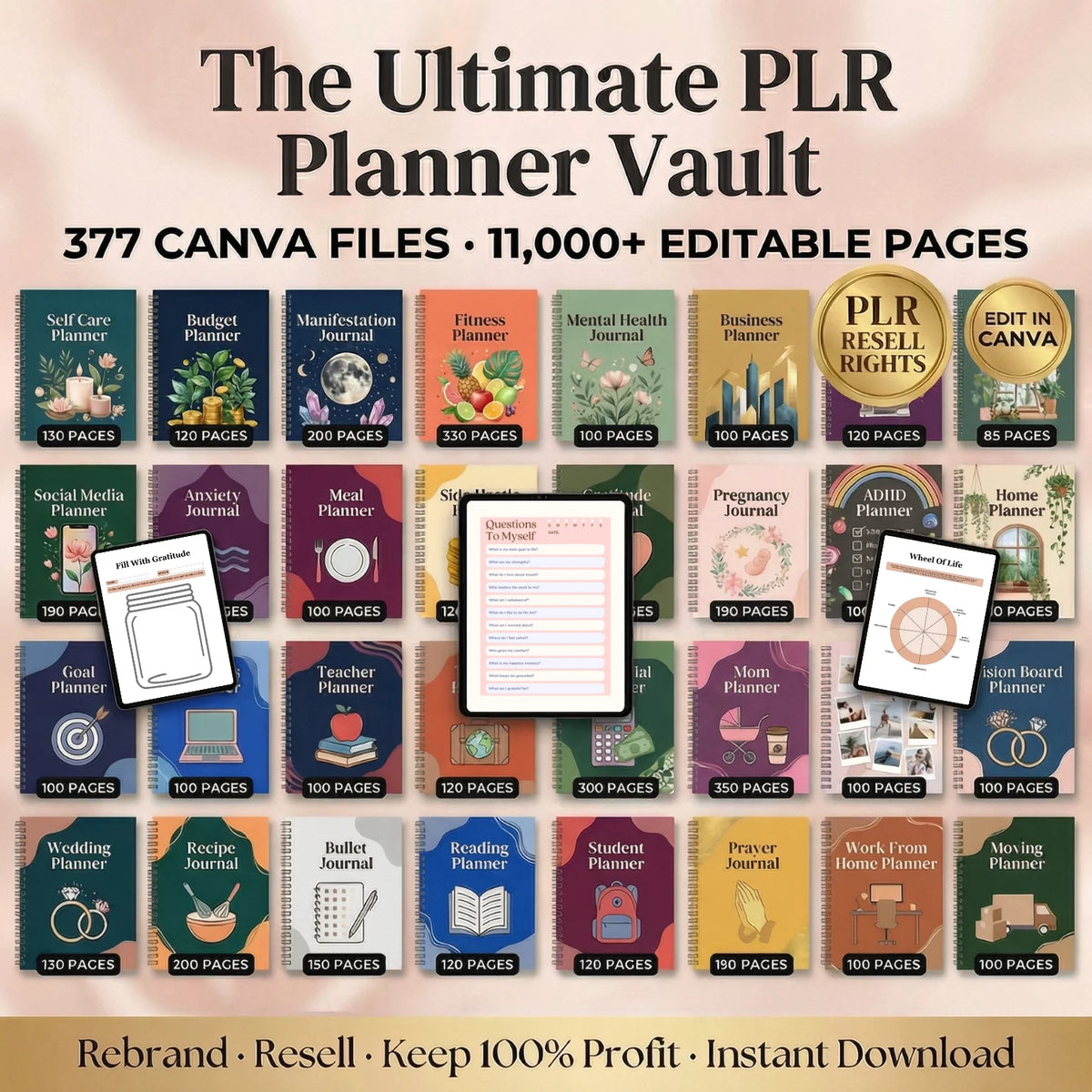 The PLR Planner Vault: 11,000+ Pages, 300+ Done-For-You Planners, Journals & Templates 2026/2027