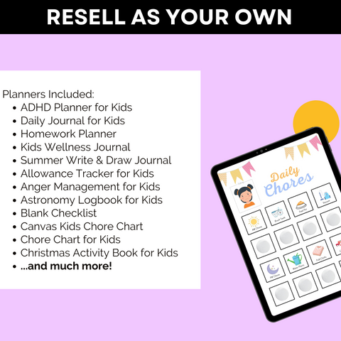 51 Kids Planner, Journal, Notebook Templates with PLR & MRR