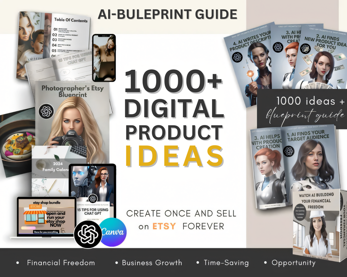 1000+ Digital Product Ideas for Etsy with Bonus Passive Income Playbook