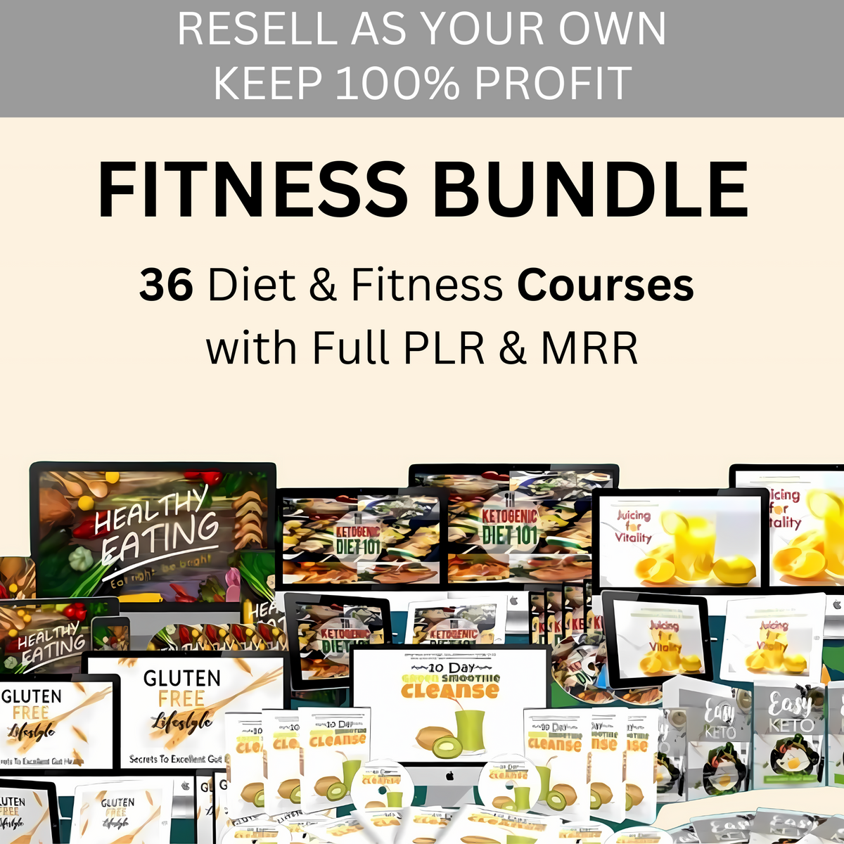 Fitness Bundle: 36 Diet & Fitness Courses with Full PLR & MRR