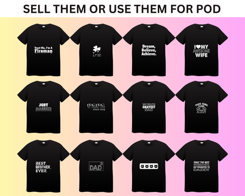 300 Family & Humor Print Design Bundle for POD with MRR & PLR