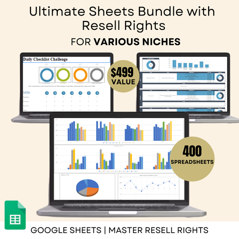 Ultimate Sheets Toolkit: 400 PLR Spreadsheets Bundle with Resell Rights