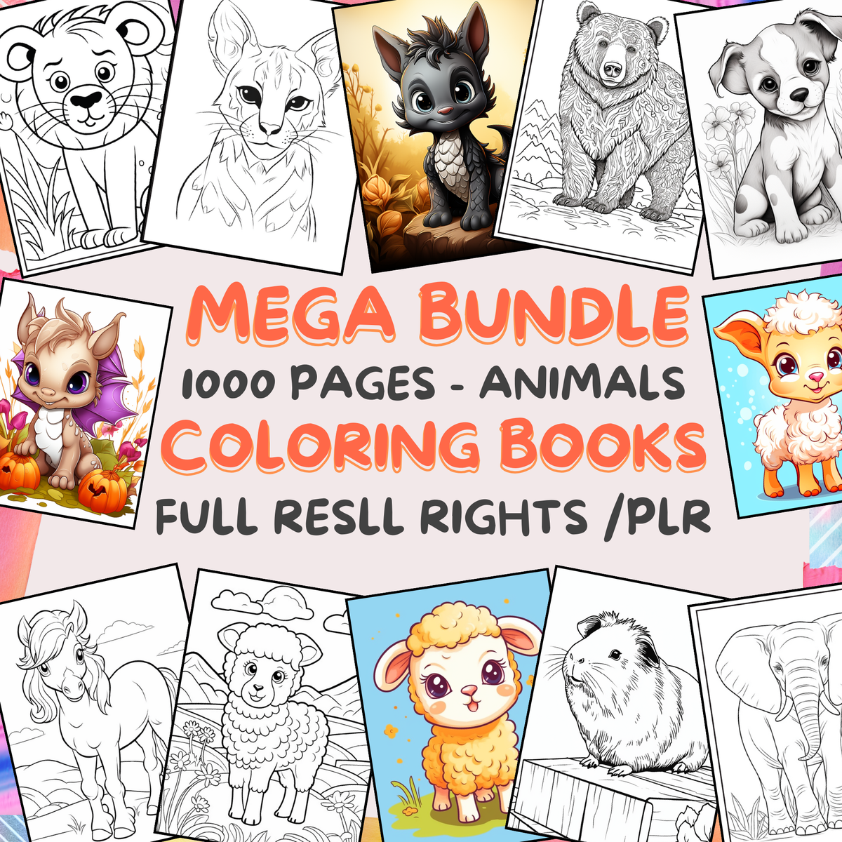 1000-Page Animal Coloring Mega Bundle