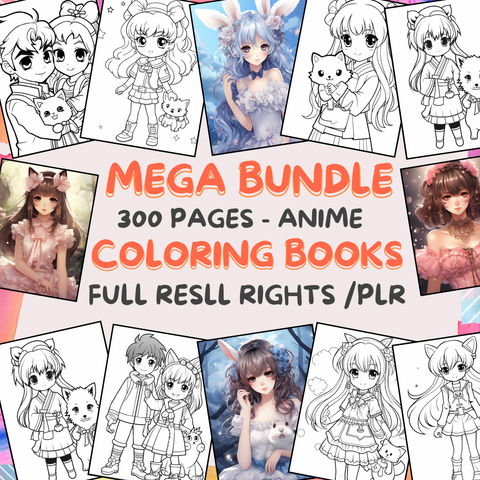 Anime Coloring Mastery: 300-Page Resell Bundle