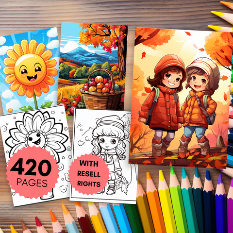 Seasons & Blooms Coloring Collection: 420-Page Resell Bundle