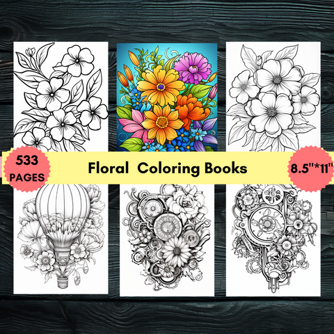 Floral Coloring Pages Bundle with MRR & PLR