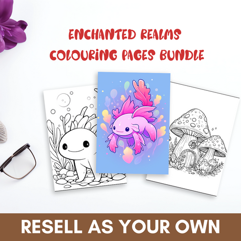 Enchanted Realms Coloring Set: 520-Page Resell Bundle