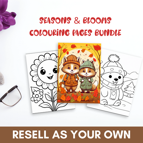 Seasons & Blooms Coloring Collection: 420-Page Resell Bundle
