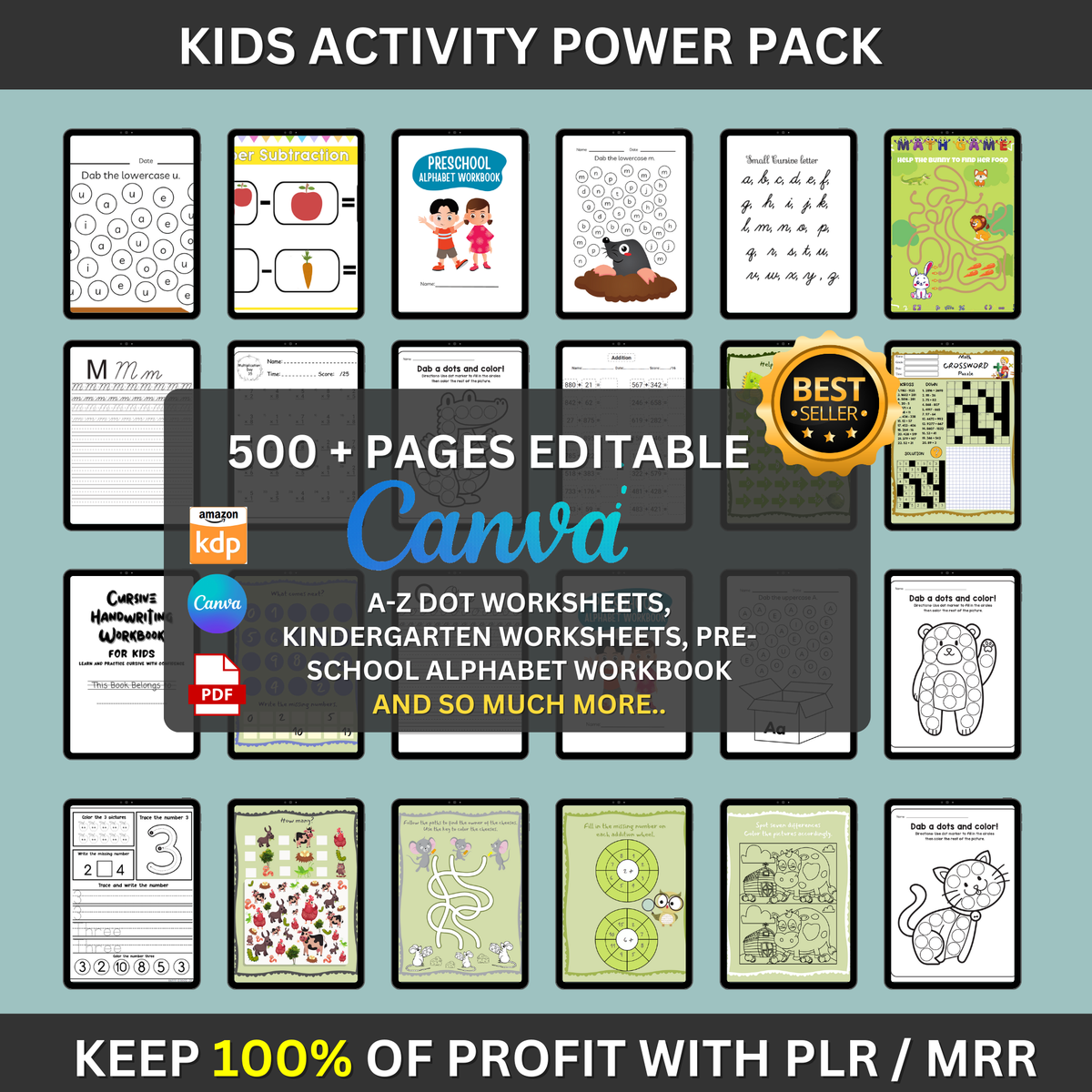 Kids' Activity Power Pack: 500-Page Learning Bundle WITH PLR/MRR