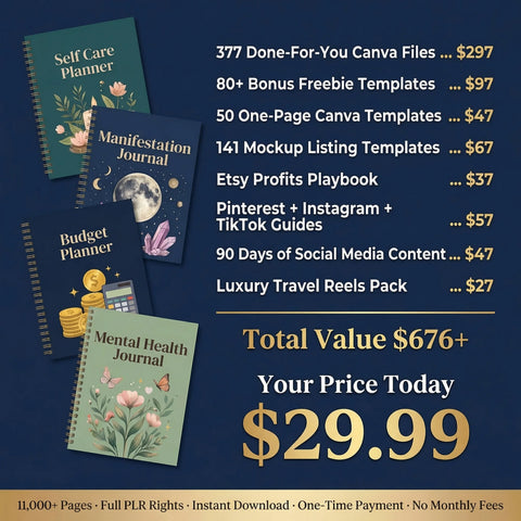 The PLR Planner Vault: 11,000+ Pages, 300+ Done-For-You Planners, Journals & Templates 2026/2027