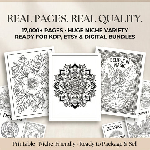 17,000+ Coloring Pages Bundle for KDP & Etsy With Resell Rights