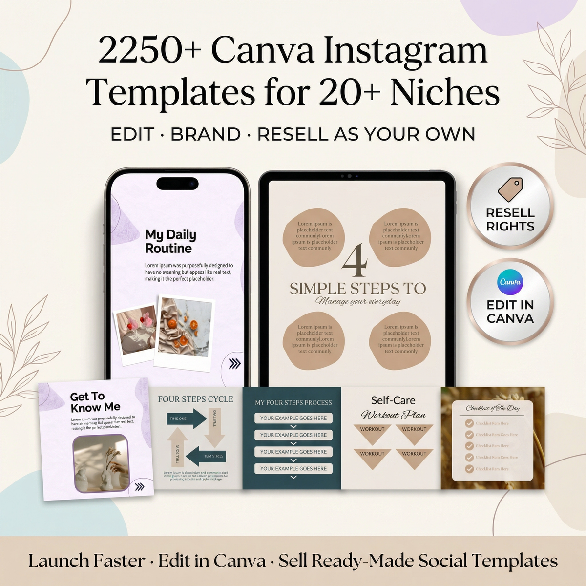 2250+ Canva Instagram Templates for 20+ Niches With Resell Rights
