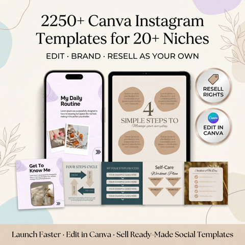 2250+ Canva Instagram Templates for 20+ Niches With Resell Rights