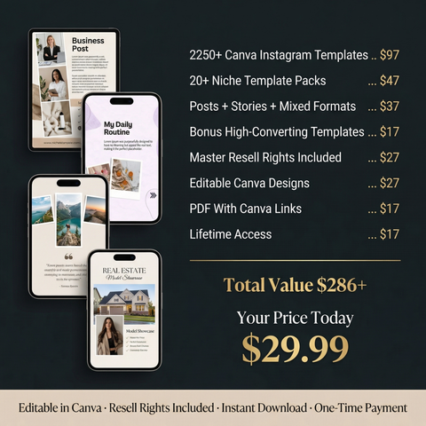 2250+ Canva Instagram Templates for 20+ Niches With Resell Rights