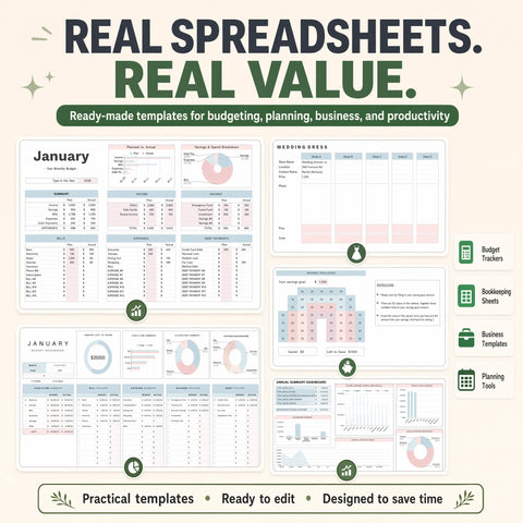 Spreadsheet Mega Bundle | 50 Google Sheets Trackers & Planners + 500+ Excel Templates