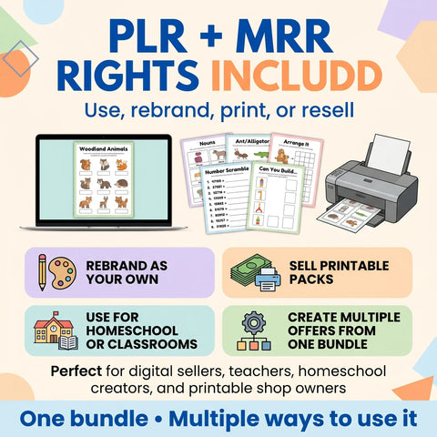 500,000+ Kids Educational Printables Mega Bundle with PLR + MRR Rights