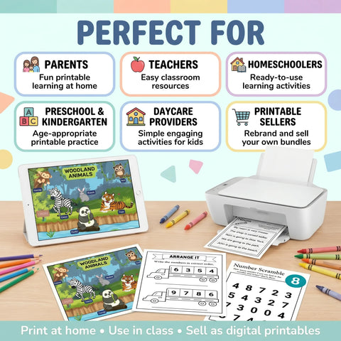 500,000+ Kids Educational Printables Mega Bundle with PLR + MRR Rights