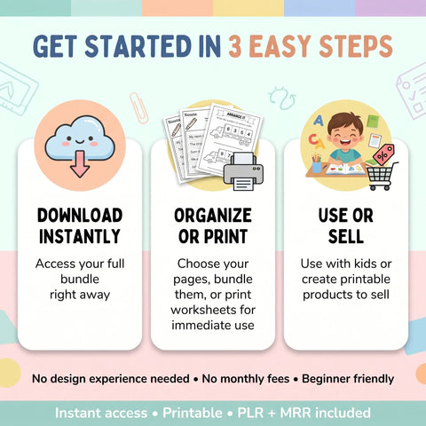 500,000+ Kids Educational Printables Mega Bundle with PLR + MRR Rights